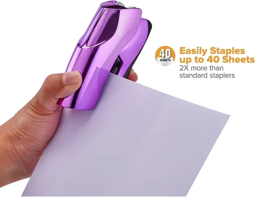 Miniatura 7 de Bostitch Grapadora resistente para oficina, capacidad de 40 hojas, sin atascos, media tira, cabe en la palma de tu mano, para aula, oficina