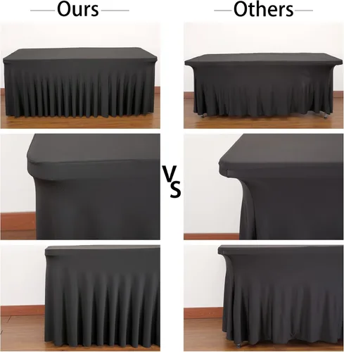 Miniatura 6 de PARTISKY - Mantel de elastano negro para mesas rectangulares de 4 pies, cubierta de mesa elástica para mesas plegables, bodas, fiestas, banquetes