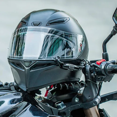 Miniatura 6 de ROCKBROS Cerradura de casco de motocicleta con bloqueo de cable retráctil de 4 dígitos para bicicletas, cochecitos, equipaje