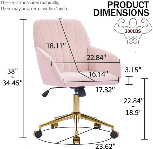 Miniatura 2 de Silla de escritorio de oficina en casa, silla de tocador, moderna silla con respaldo bajo ajustable de terciopelo, silla de oficina tapizada