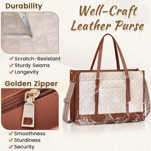 Miniatura 8 de IGOLUMON Bolsa para Laptop para Mujeres de 15.6 Pulgadas de Cuero Vegano Bolsa de Trabajo Tipo Tote Acolchada Maletín para Mujeres Bolsas de Laptop