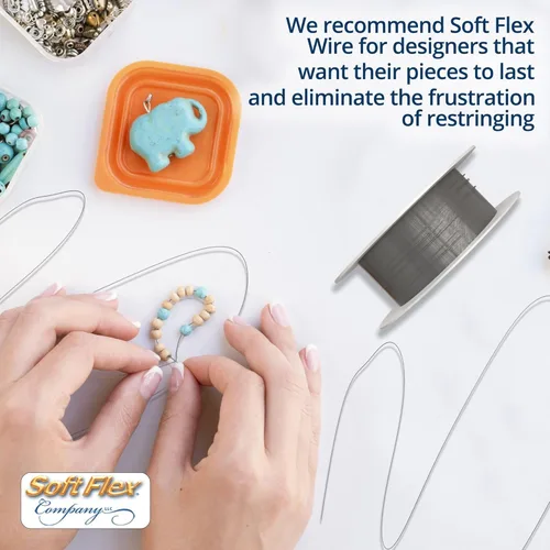 Miniatura 5 de Soft Flex Alambre de cuerda de 21 hebras, trenzado flexible, fino, 0.14 de diámetro, alambre de cuentas para fabricación de joyas, plata satinada