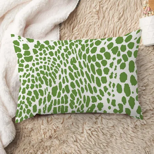 ArogGeld Funda de almohada lumbar, estampado de guepardo verde, leopardo, estampado de leopardo, manchas de animales, almohada decorativa verde, A-17