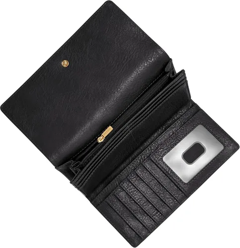 Miniatura 2 de Fossil Logan RFID - Cartera de piel con solapa para mujer., Negro, talla única