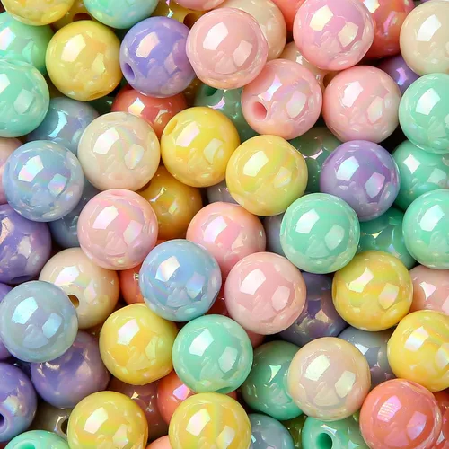 Miniatura 8 de Cuentas acrílicas de 0.472 pulgadas, 250 cuentas redondas de burbujas de color arcoíris para manualidades, joyería, fabricación de collares