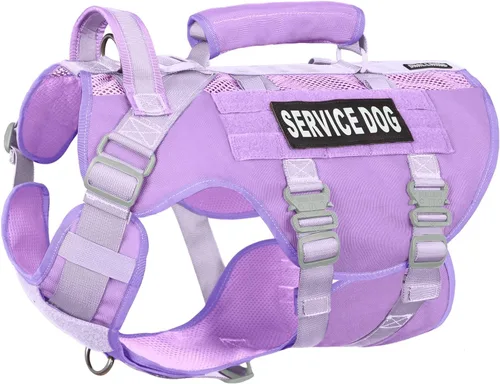 Miniatura 13 de Chaleco de servicio para perros grandes, arnés táctico marrón con Molle militar, malla transpirable y hebilla de metal de 1.49 oz - Talla M