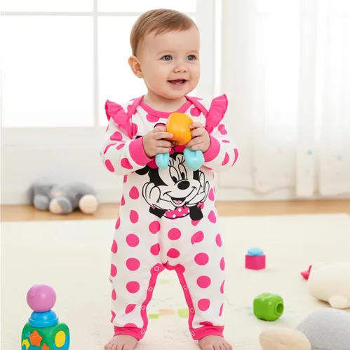 Miniatura 21 de Disney Stitch Princess Cenicienta Ariel Minnie Winnie Baby Girls - Mameluco de manga larga con volantes para recién nacidos y niños pequeños