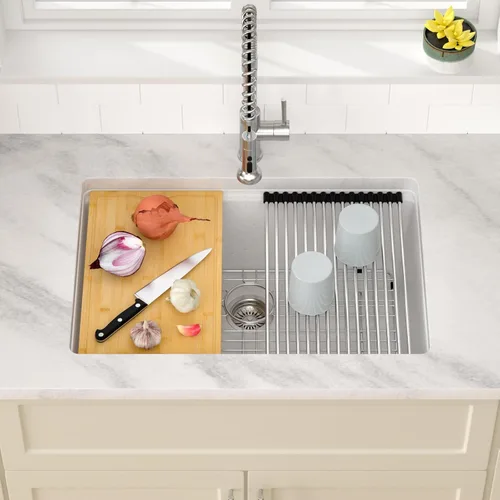 Miniatura 18 de Dcolora Fregadero de Barra de Composite de Cuarzo de 22 Pulgadas Negro Bajo Encimera Pequeño Fregadero de Cocina de Composite de Granito Prep RV