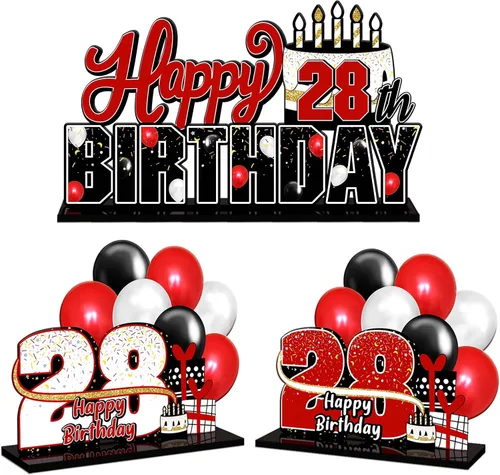 Miniatura 180 de LINGTEER Feliz 10º Cumpleaños Juego de Centros de Mesa de Acrílico Azul para Mesa - Brindemos por Diez Años Decoraciones de Regalo de Fiesta de 10º