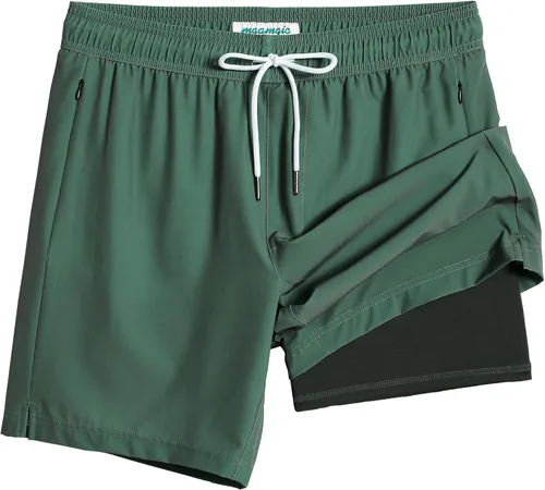 Miniatura 36 de maamgic Traje de Baño para Hombre 2 en 1, Pantalones Cortos de Natación de 17.8 cm para Hombre, Trajes de Baño, Pantalones Cortos de Tabla
