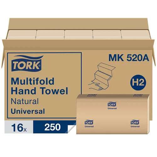Miniatura 3 de Rollo de papel higiénico Jumbo blanco Tork T22 (Universal) y toalla de mano Tork Multifold Natural H2 (Universal)