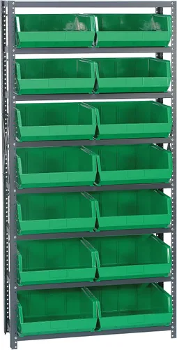 Miniatura 95 de Quantum QSBU-245BK Heavy Duty Shelving Unit with (7) Shelves and (24) QUS245 Black Bins for Garage Warehouse Storage Distribution 400 lb Load