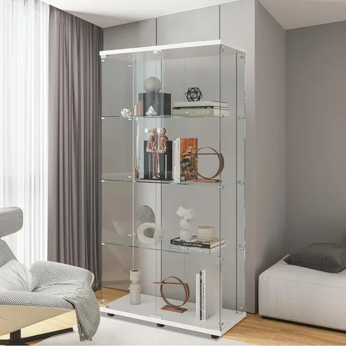 Miniatura 19 de Beauty4U - Vitrina de exhibición de una puerta con vidrio, gabinetes curio negros para sala de estar, dormitorio, oficina, exhibición de colección