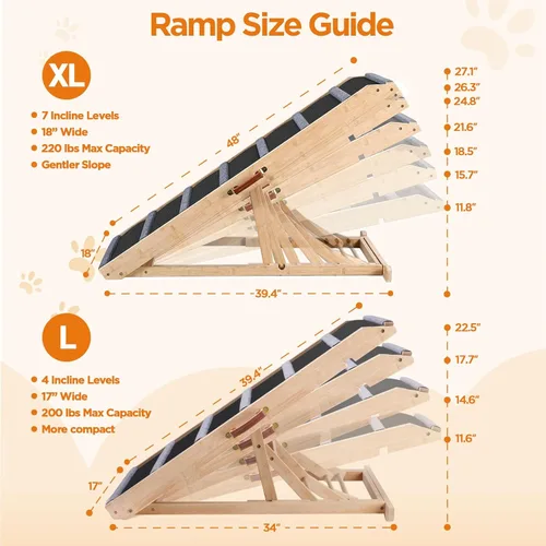 Miniatura 2 de Dog Ramp for Bed - Extra Large, 18'' Wide, Gentle Slope Folding Pet Ramps for Small Large Senior Dogs to Get on High Couches & Cars, Non-Slip Rubber
