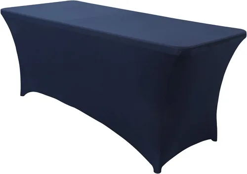 Miniatura 90 de Obstal Funda de mesa de elastano elástica de 4 pies para mesas plegables estándar, paquete de 2 manteles rectangulares universales ajustables