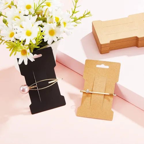 Miniatura 3 de Outus 120 tarjetas de exhibición de pinzas para el cabello, 2.4 x 3.9 in, papel de estraza rectangular, tarjetero para lazos para el pelo, pasadores