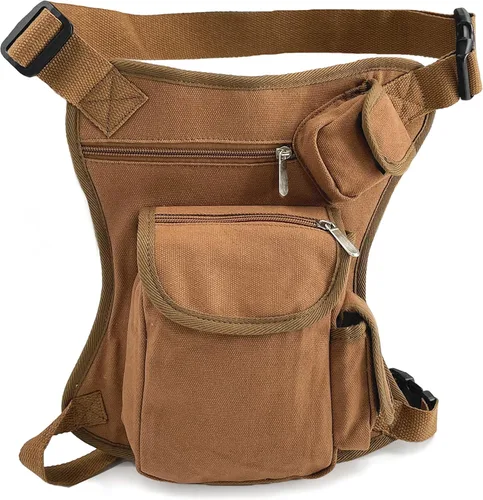 Bolsa de pierna caída para hombre, bolsa táctica para muslos, bolsa militar para muslos, bolsa de senderismo al aire libre para pescar Marrón