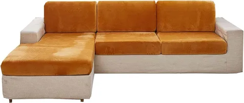 Miniatura 13 de Fundas elásticas de cojín para sofá, funda de cojín de terciopelo en forma de L para sofá chaise longue, funda de asiento de sofá seccional