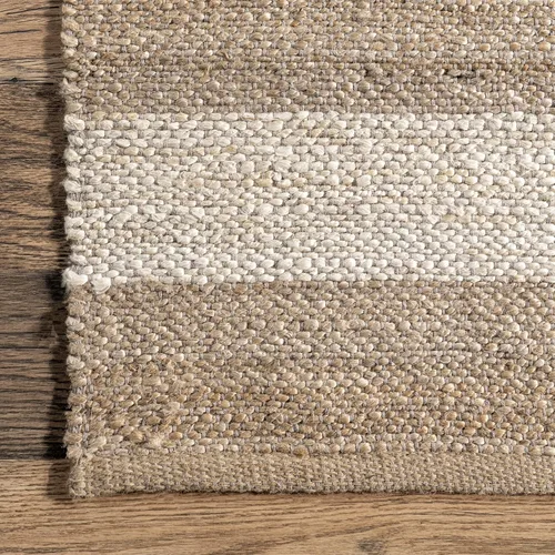 Miniatura 9 de Tapete NuLoom Alisia de yute, con diseño de rayas, 2' 6" x 8', blanco mate Alisia Blanquecino
