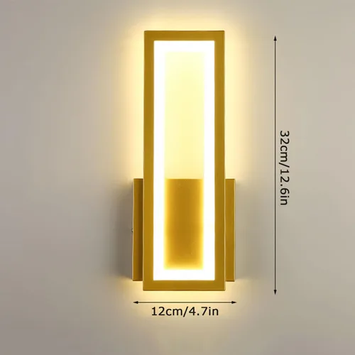 Miniatura 6 de Lámpara de pared LED para interiores, regulable, 16 W, oro, moderna, simple, rectangular, lámpara de pared, aluminio y acrílico, iluminación