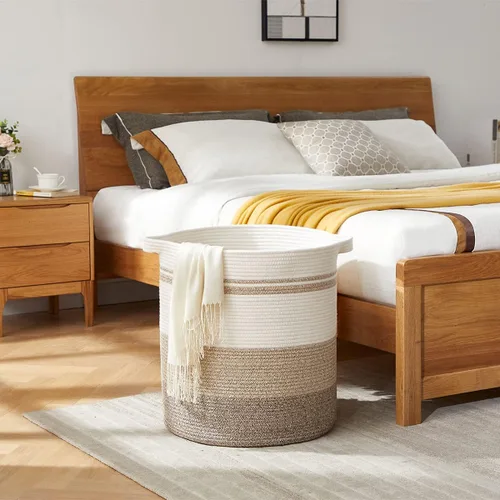 Miniatura 2 de OIAHOMY Cestas de lavandería de 80 litros con asas, cesta decorativa para sala de estar, cesta de almacenamiento tejida para juguetes, almohadas