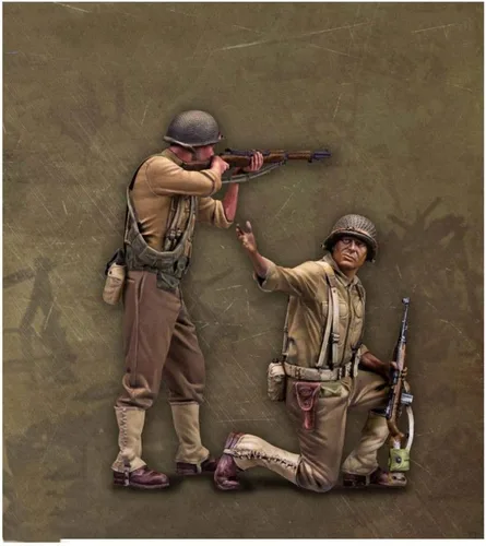 Miniatura 2 de 1/35 US Infantrymen Nuevos soldados 2 hombres juguete resina modelo miniatura figura desmontaje sin pintar