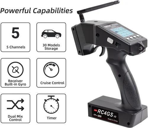 Miniatura 2 de Radiolink RC4GS V3 2.4G - Transmisor de radio RC de 5 canales y 2 receptores de giroscopio R6FG Combo de radio para camión oruga, coche, barco