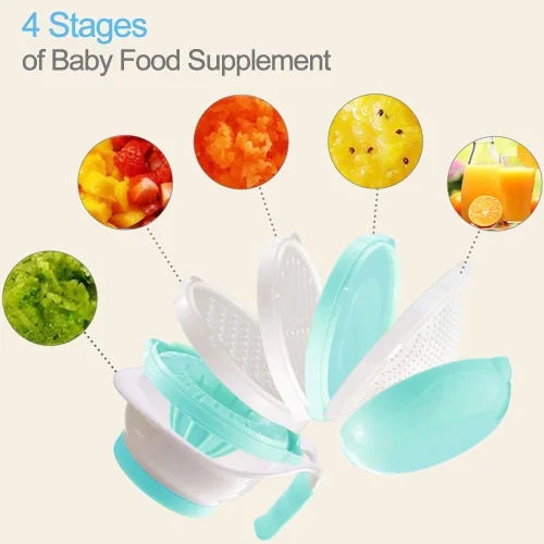 Miniatura 3 de Matyz All in 1 - Juego de moldes para bebés con máscara de manos exprimidor de cítricos rallador para hacer alimentos para bebés en casa - Frutas