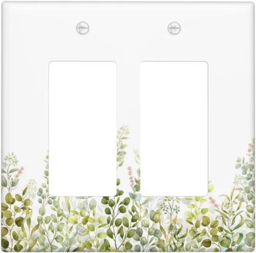 Miniatura 34 de Cubiertas Decorativas para Placas de Interruptor Boho Country Eucalipto Rústico Acuarela Hojas Verdes 2 Gang Placa de Pared Cubierta de Placa
