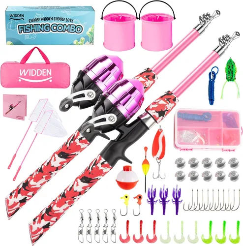Miniatura 16 de WIDDEN Kids Fishing Pole, Portable Telescopic Kids Fishing Poles for Boys and Girls, Fishing Rod and Reel Combo Kit with Tackle Box, and Fishing