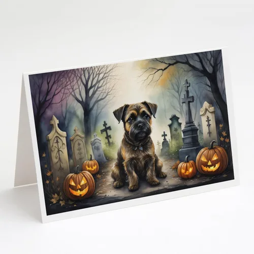 Miniatura 19 de Caroline's Treasures DAC2018GCA7P - Tarjetas de felicitación y sobres de Halloween espeluznantes de Border Collie, paquete de 8 tarjetas en blanco