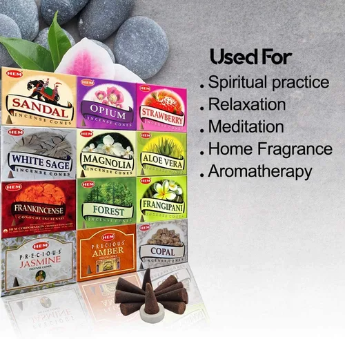Miniatura 2 de Conos de incienso surtidos Hem – 12 cajas, 10 conos cada una Fragancia natural para el hogar, meditación y relajación Eliminador de olores