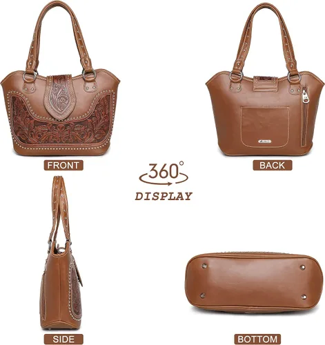 Miniatura 4 de Montana West - Bolso estilo tote occidental para mujeres, bolso de hombro con grabado. Bolsos y carteras para damas