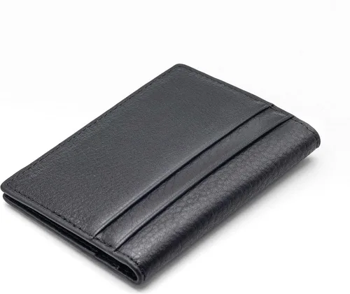 Miniatura 2 de Cartera delgada y minimalista para hombres y mujeres, mini cuero fino, plegable, compacto, bolsillo frontal con bloqueo RFID, incluye caja