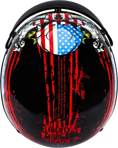 Miniatura 4 de CARTMAN Casco de media cara para motocicleta Cruiser Scooter, diseño de bandera americana con calavera, aprobado por DOT para bicicleta, patineta