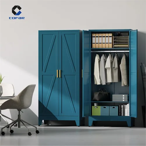 Miniatura 4 de COFaR Armario de metal de 71 pulgadas, armario de acero con barra ajustable para colgar y estantes, 2 puertas de almacenamiento para dormitorio