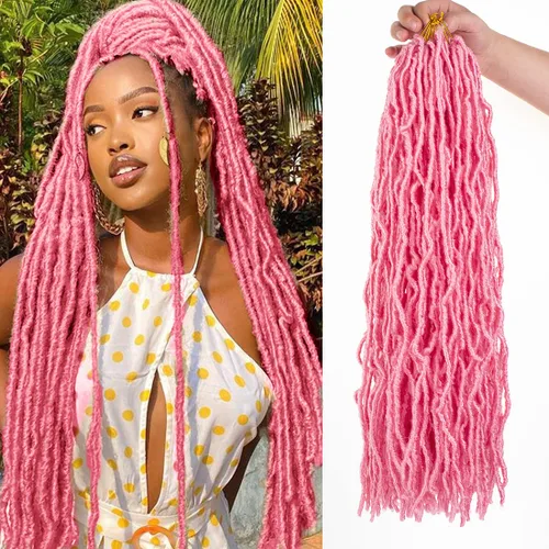 Miniatura 22 de Leeven Nuevas Trenzas de Ganchillo de Cabello con Locs Falsos Suaves de 24 Pulgadas de Largo Locs de Diosa Desgastados 6 Paquetes Negro Natural