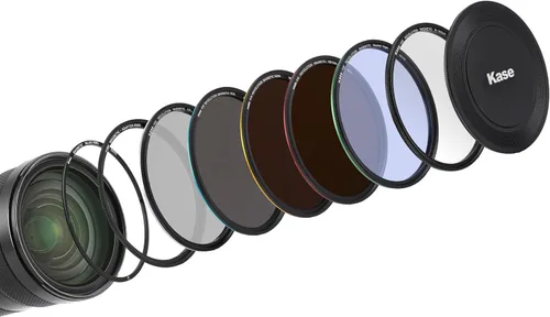Kase KW Revolution - Kit de megafiltro, magnético, a prueba de golpes, vidrio óptico templado con anillos codificados por colores, incluye tapa y