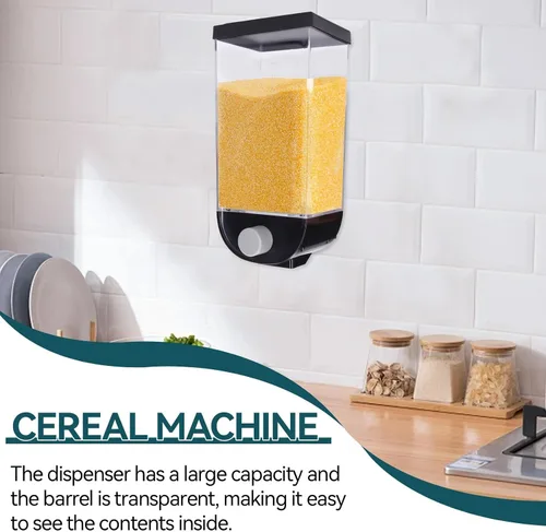 Miniatura 5 de Cyrank Dispensador de arroz, dispensador de cuentas de lavandería para colgar en la pared, contenedor de almacenamiento de alimentos secos