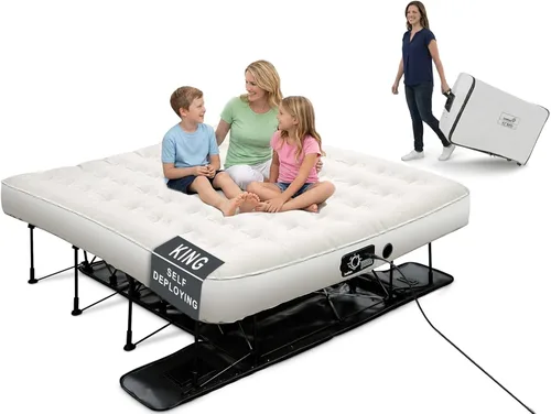 Miniatura 8 de Colchón hinchable de Ivation EZ-Bed, con marco y funda con ruedas, interruptor de autoapagado para lograr la comodidad deseada, superficie cómoda