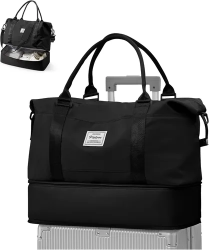Miniatura 15 de VECAVE Bolsa de viaje para mujer, bolsa deportiva para gimnasio, E20-Púrpura profundo, Grande, Bolsa de viaje