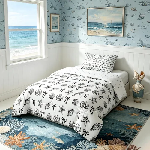 Miniatura 62 de Manfei Go Fishing Juego de edredón tamaño King para niños, juego de ropa de cama con diseño geométrico de peces de bass y rombos, decoración