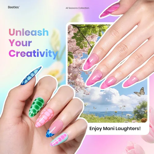 Miniatura 54 de Beetles - Kit de esmalte de uñas de gel con luz UV – 80 piezas de encantamiento de color, kit de uñas de gel de 55 colores con capa base de todo