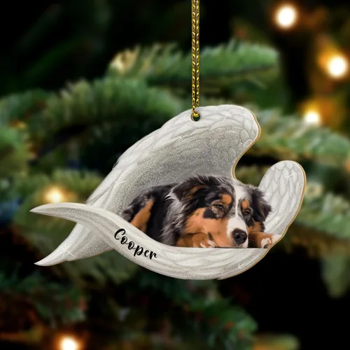 Miniatura 18 de Adorno plano 2D conmemorativo de perro pastor alemán personalizado, alas de ángel para mascotas, regalo de condolencia de pérdida, recuerdo