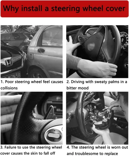 Miniatura 5 de Funda para volante Bittwee, protector de volante de silicona para coche, cubiertas antideslizantes y sin olor para volante, universal de 14-15