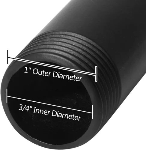 Miniatura 2 de HITOMEN Tubo de metal industrial de 3/4 pulgadas x 11.25 pulgadas (10 piezas) – Tubos roscados negros de hierro resistente para montaje en pared