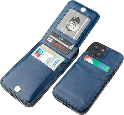 Miniatura 16 de KIHUWEY Compatible con iPhone 14 Funda Cartera con Soporte para Tarjeta de Crédito, Tapa de Cuero Premium con Cierre Magnético Soporte Funda