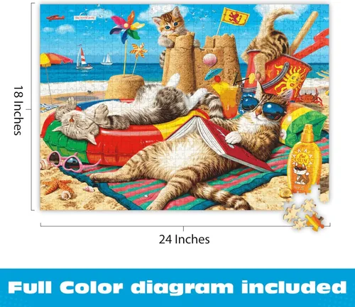 Miniatura 2 de Buffalo Games Steve Read Beachcombers - Rompecabezas de 750 piezas, 24 x 18 pulgadas, colección Cats - Rompecabezas de 750 piezas para adultos