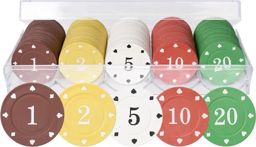 Miniatura 7 de Professional Poker Chips Set, Denomination Poker Chips with Dice Striped Pattern for Card Blackjack Games & Parties - 100 Pieces