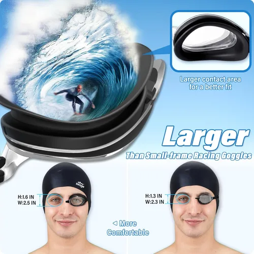 Miniatura 5 de Seago 2 Pack Swimming Goggles Anti-fog Anti-UV Silicone Swim Goggles Adult Women Men